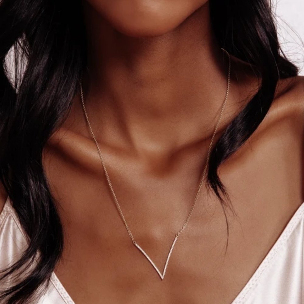 Diamond V Pendant Necklace
